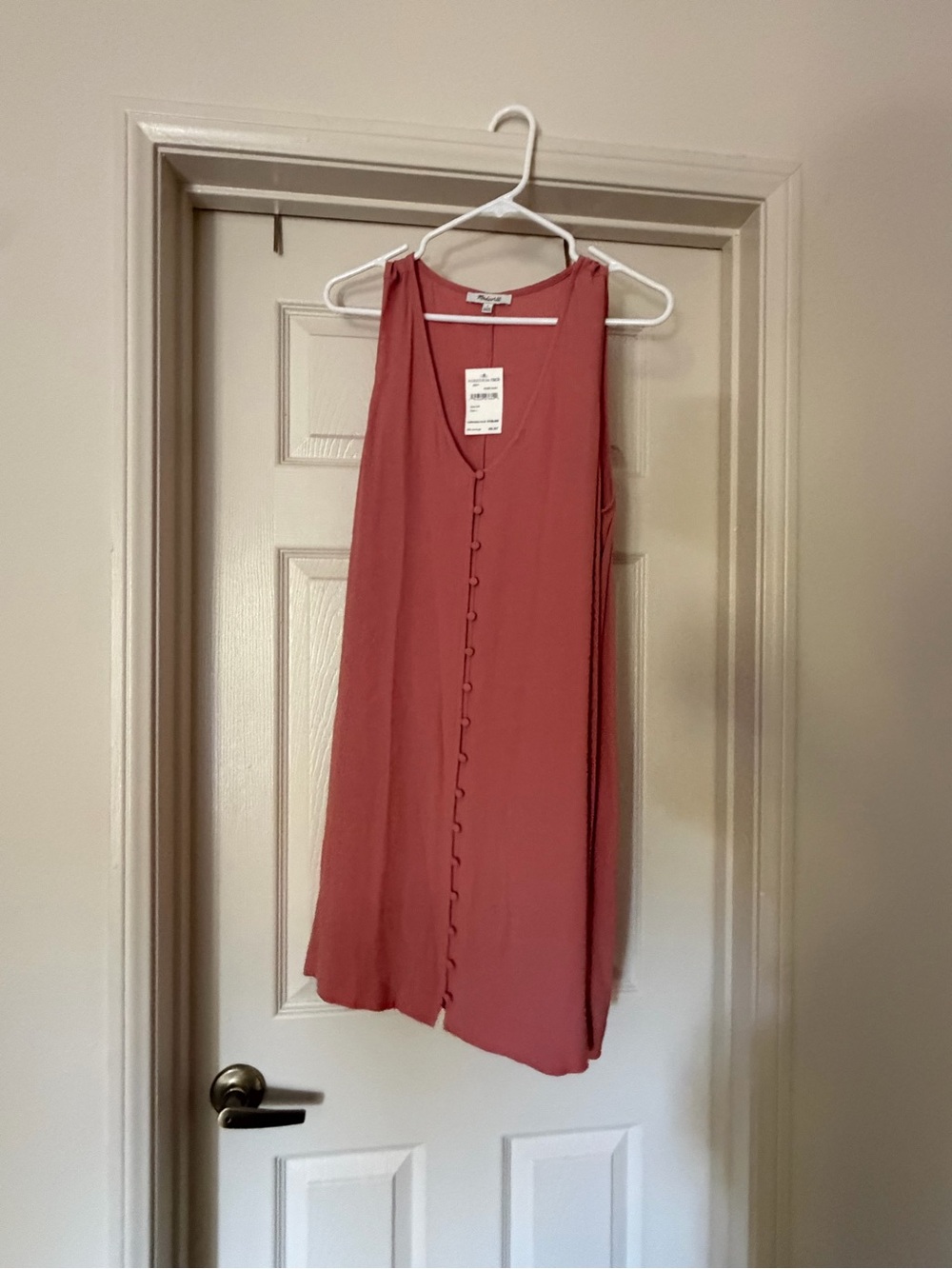 Madewell Sleeveless V-Neck Button-Front Dress in Dusty Rose